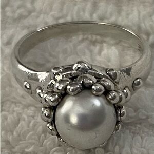 Sterling Silver Pearl Statement Ring - Women Jewelry